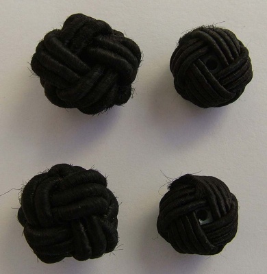Fabric Chinese Knot Beads Buttons 2 Sizes Black